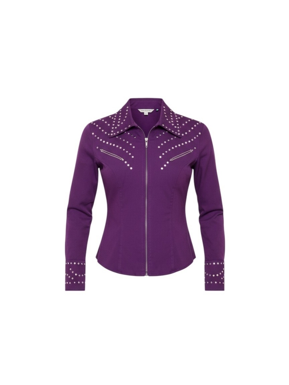 Purple Rhinestone Western Zip Top